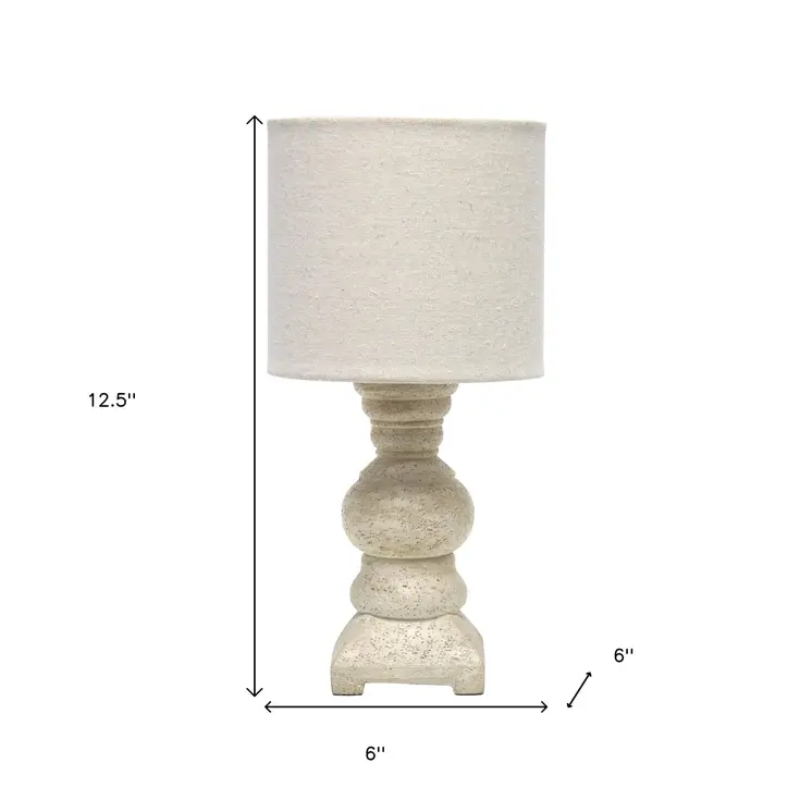 13" Distressed Beige Novelty Table Lamp With Beige Drum Shade