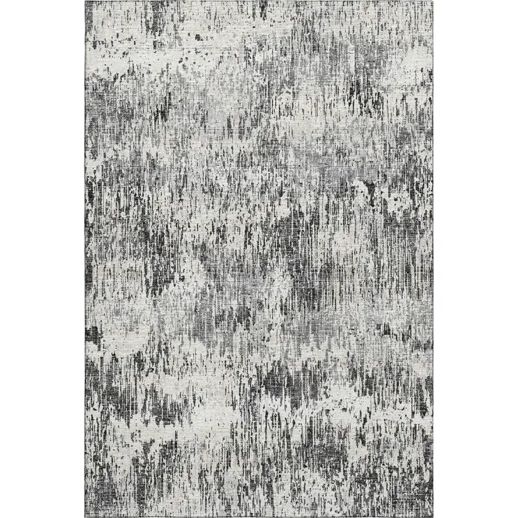 9' X 12' Gray Brown And Ivory Abstract Washable Indoor Outdoor Area Rug