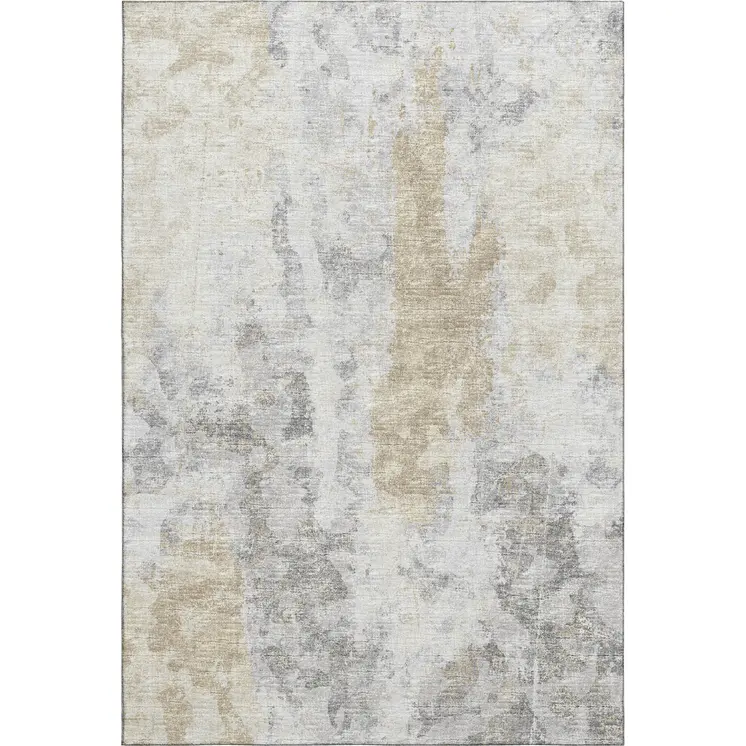 8' X 10' Midnight Ivory And Beige Abstract Washable Indoor Outdoor Area Rug
