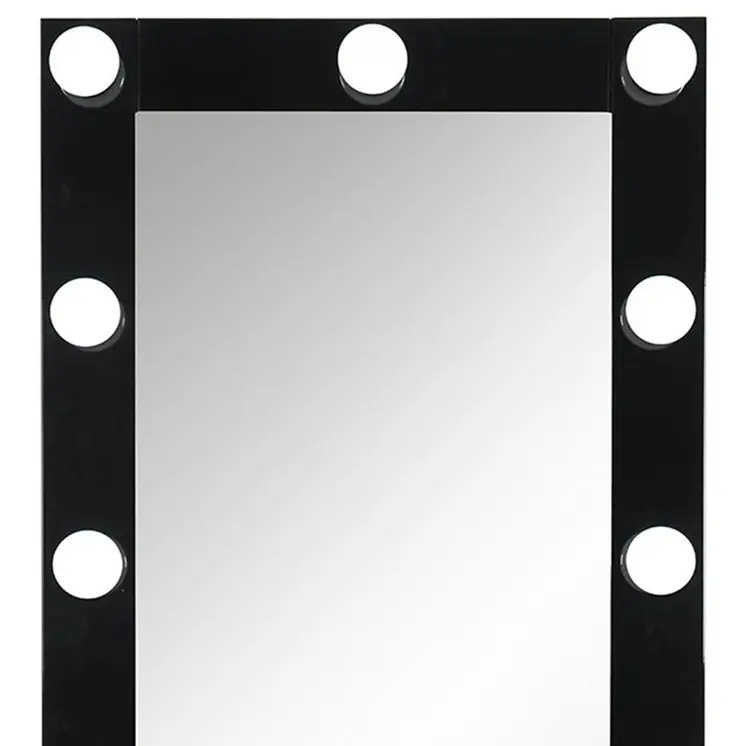 74" Black Wood Lighted Freestanding Framed Full Length Mirror
