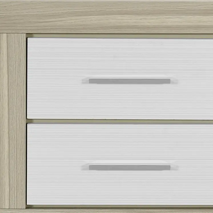 23" Natural And White Wood Square Two Drawer Nightstand