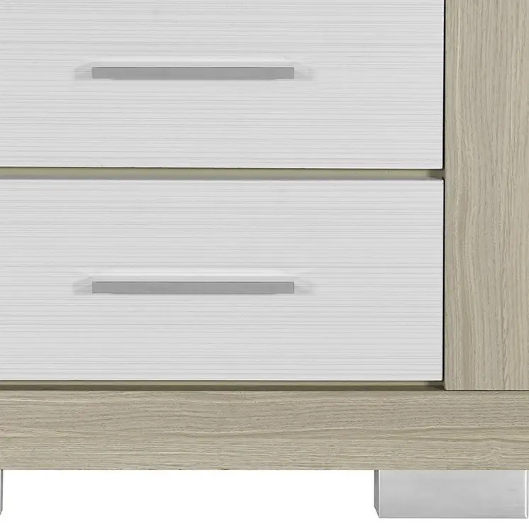 23" Natural And White Wood Square Two Drawer Nightstand