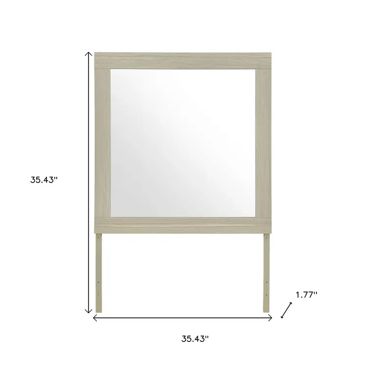 35" Natural Wood Square Frame Mounted Dresser Mirror