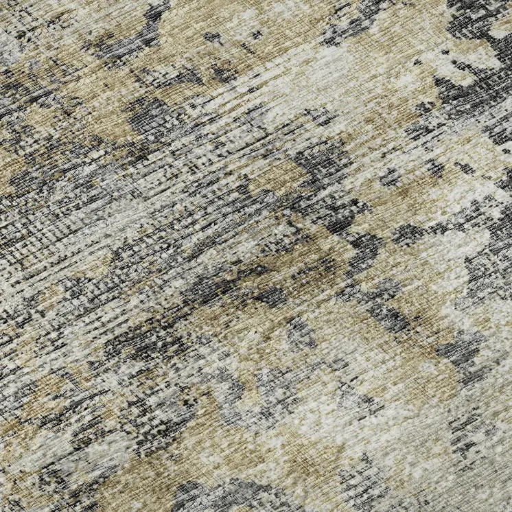 5' X 8' Midnight Ivory And Beige Abstract Washable Area Rug With UV Protection