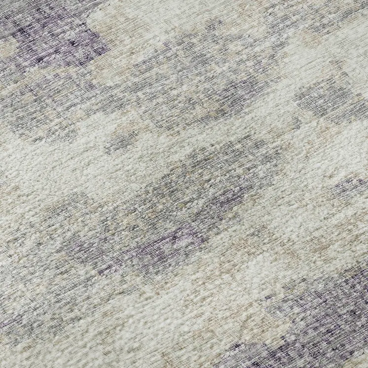 9' X 12' Purple And Ivory Abstract Washable Area Rug With UV Protection