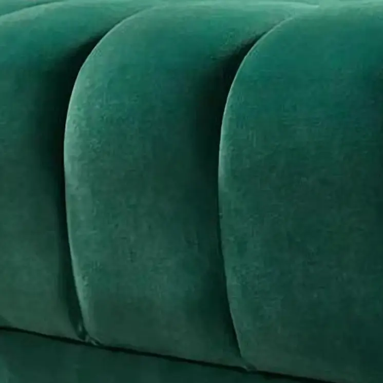 Green Velvet U Shaped Three Piece Sofa and Chaise Sectional With Toss Pillows
