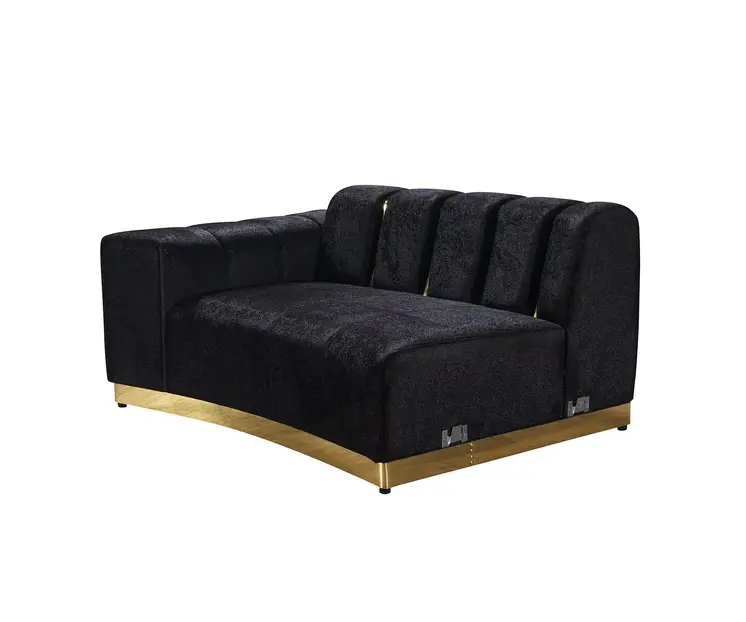 Black Velvet Modular Curved Two Piece Sectional With Toss Pillows