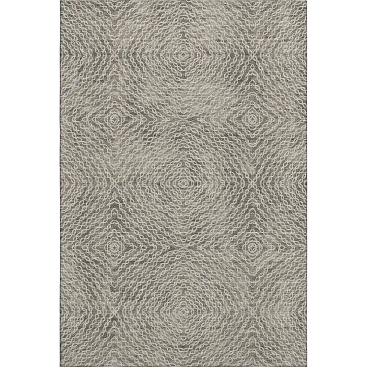 5' X 8' Coffee And Beige Geometric Washable Area Rug With UV Protection