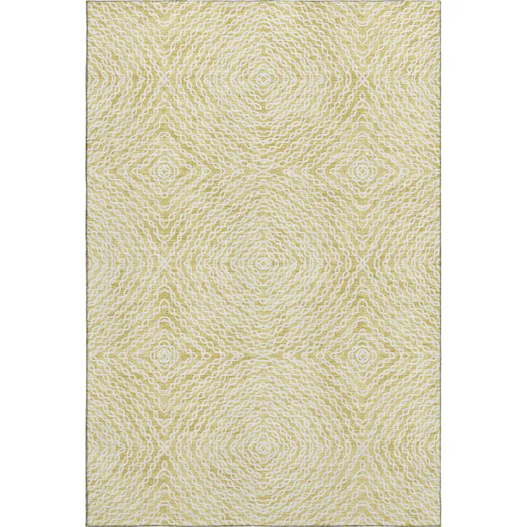 3' X 5' Gold And Ivory Geometric Washable Area Rug With UV Protection