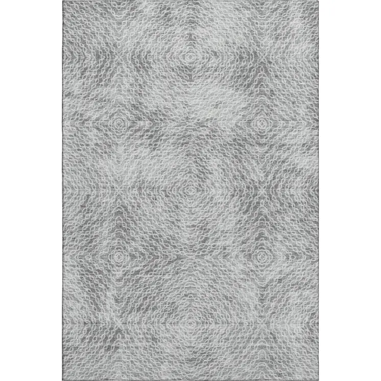 5' X 8' Ash Gray And Charcoal Geometric Washable Area Rug With UV Protection