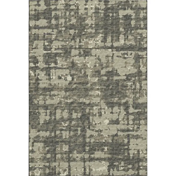 3' X 5' Brown And Beige Abstract Washable Area Rug With UV Protection