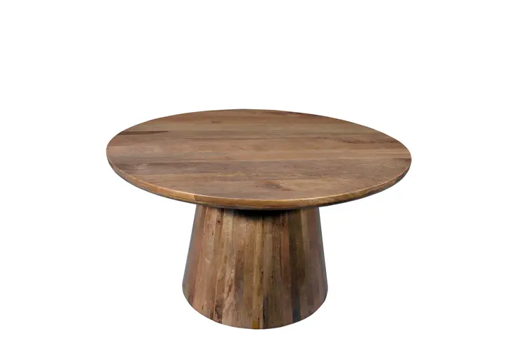 54" Natural Solid Wood Pedestal Base Round Top Dining Table