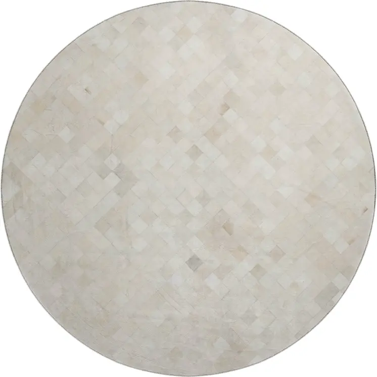 8' Ivory And Gray Geometric Washable Round Rug With UV Protection