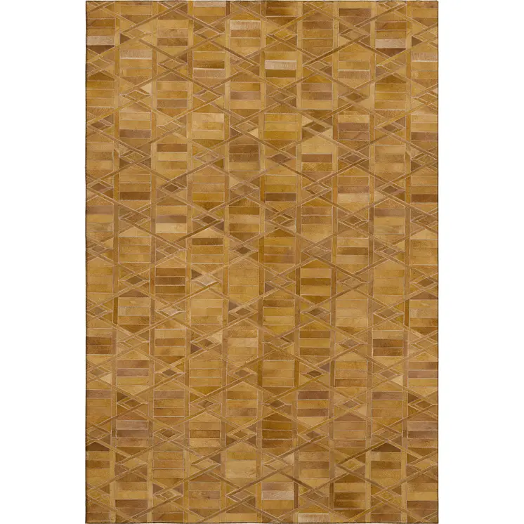 10' X 14' Brown Beige And Gold Geometric Washable Area Rug With UV Protection