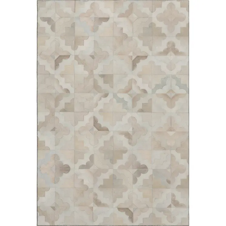 10' X 14' Ivory Beige And Gray Geometric Washable Area Rug With UV Protection