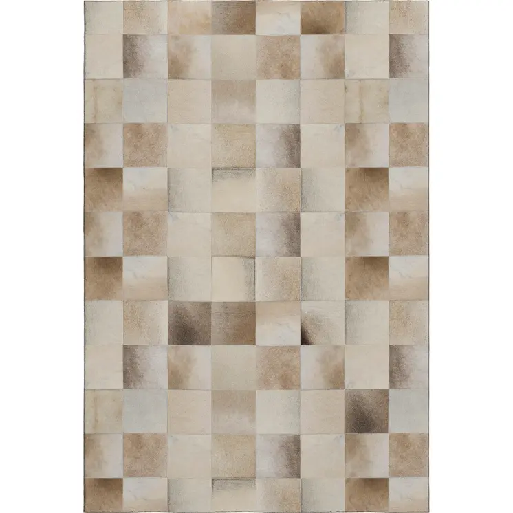 9' X 12' Taupe Ivory And Beige Patchwork Washable Area Rug With UV Protection