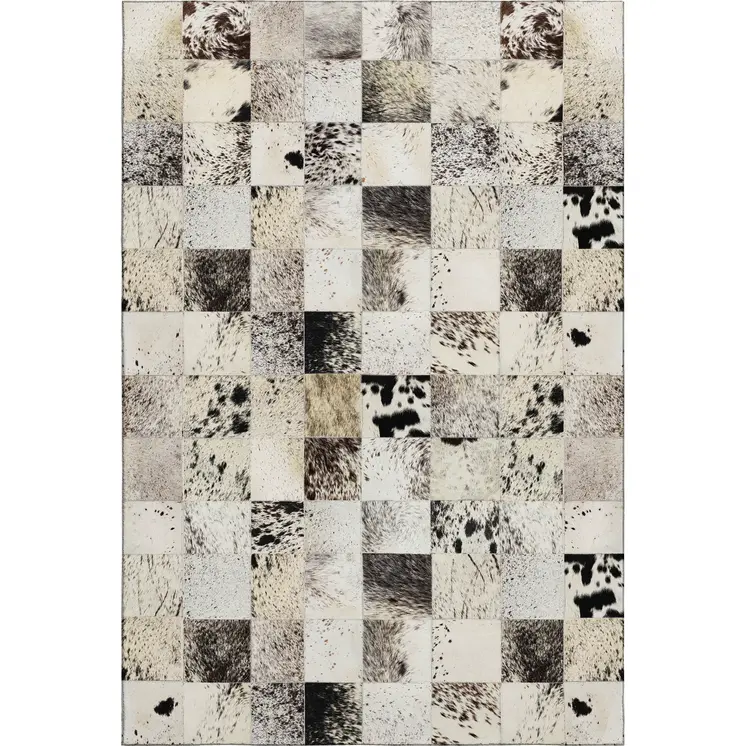 10' X 14' Granite Gray Ivory And Black Patchwork Washable Area Rug With UV Protection
