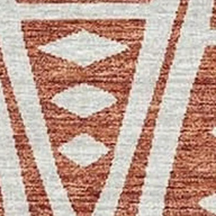 10' X 14' Burnt Sienna And Ivory Tribal Washable Area Rug With UV Protection