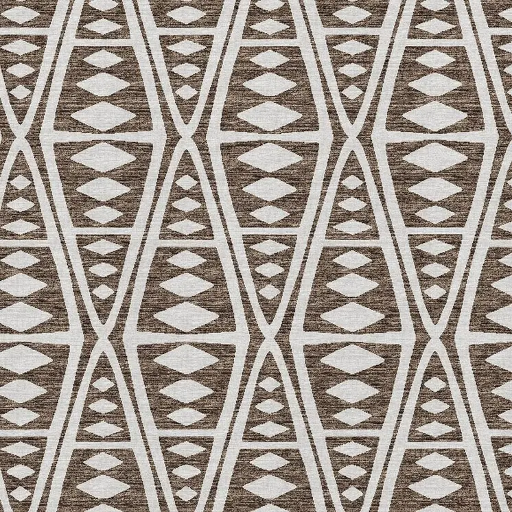 8' X 10' Brown And Ivory Tribal Washable Area Rug With UV Protection
