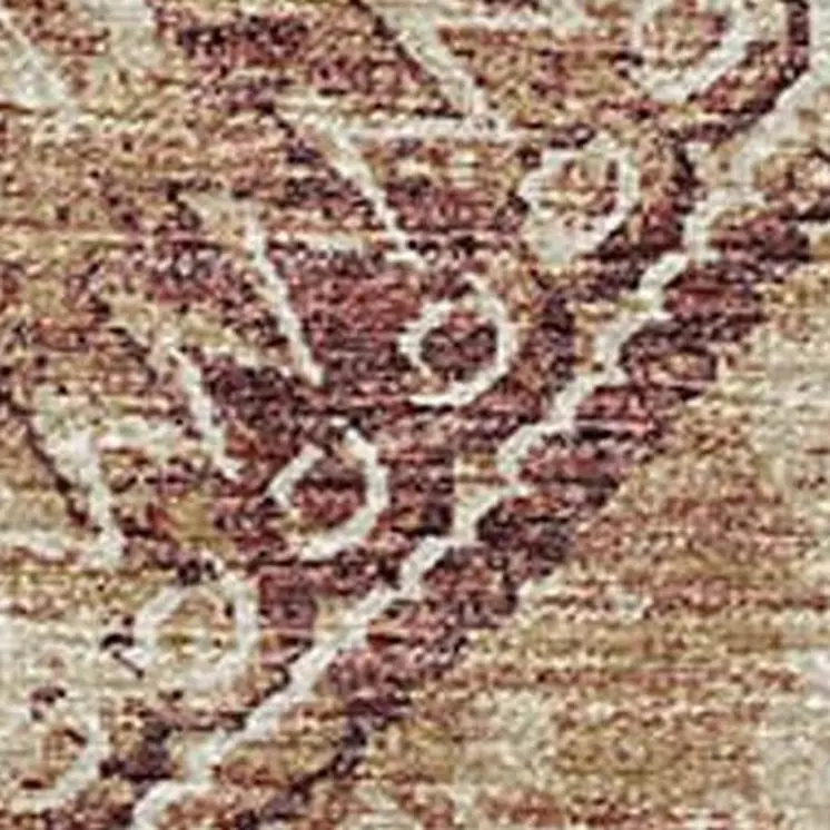 3' X 5' Burnt Sienna And Ivory Medallion Washable Area Rug With UV Protection