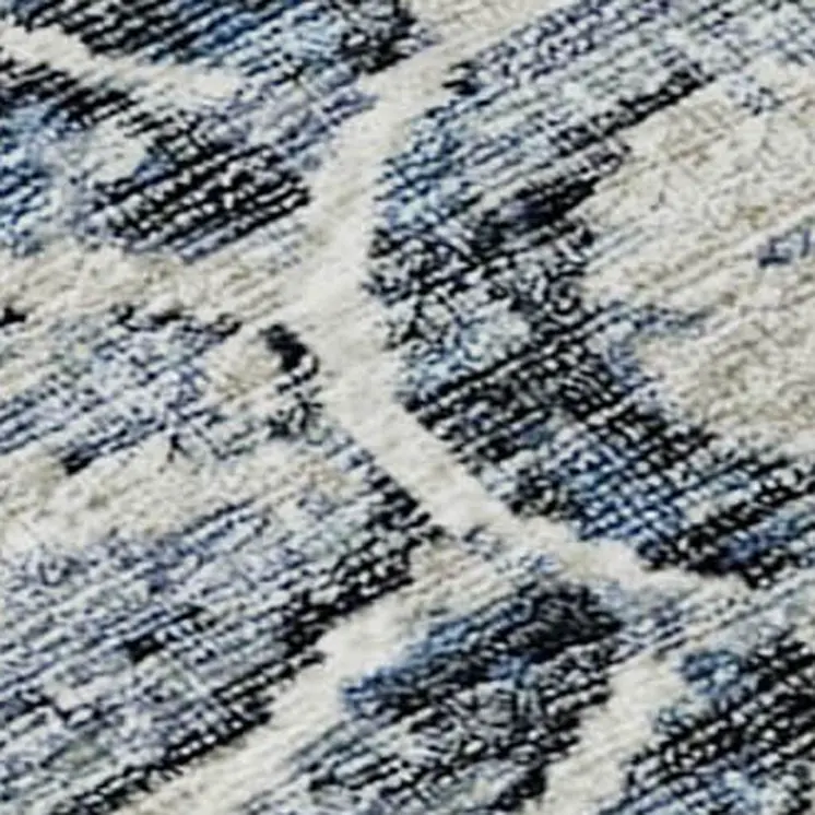 9' X 12' Blue And Ivory Medallion Washable Area Rug With UV Protection