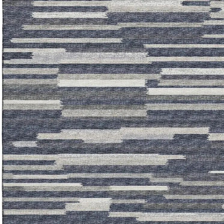 3' X 5' Gray Charcoal And Ivory Abstract Washable Area Rug With UV Protection