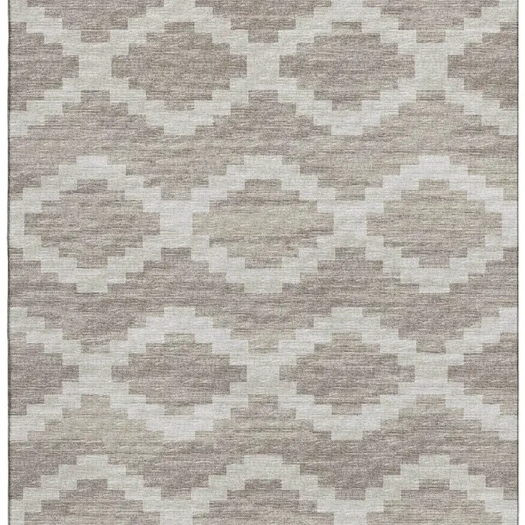 10' X 14' Tan Ivory And Beige Tribal Washable Area Rug With UV Protection