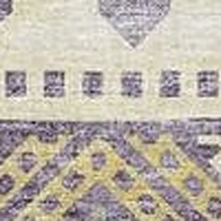3' X 5' Purple Ivory And Gold Tribal Washable Area Rug With UV Protection