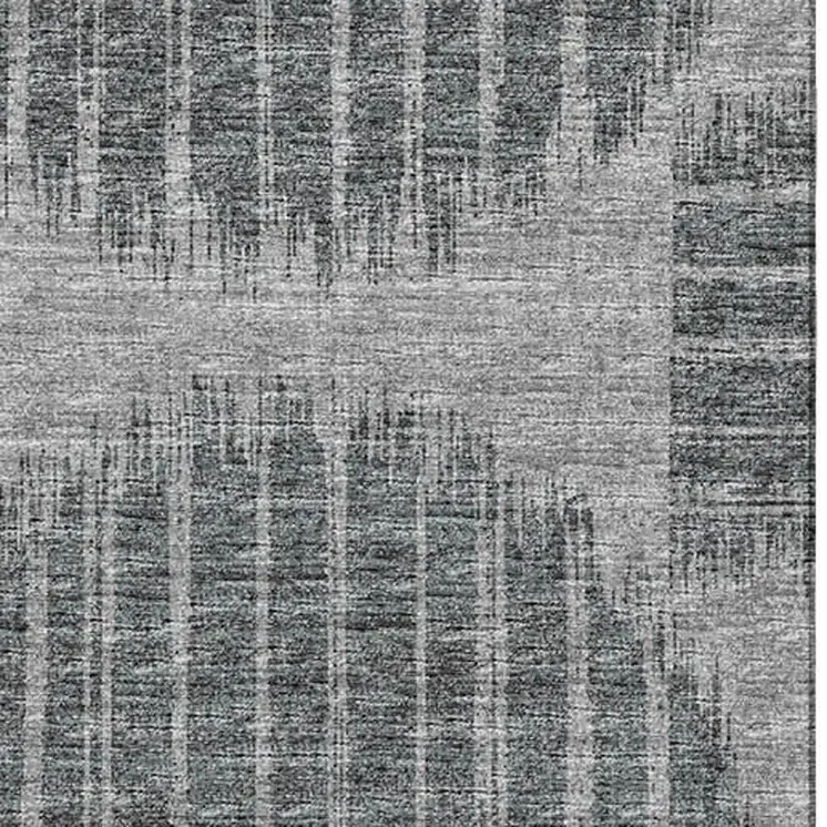 9' X 12' Graphite And Charcoal Geometric Washable Area Rug With UV Protection