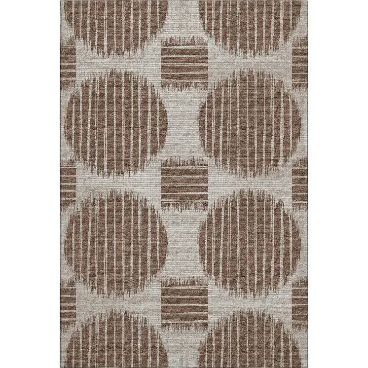 3' X 5' Brown And Ivory Geometric Washable Area Rug With UV Protection