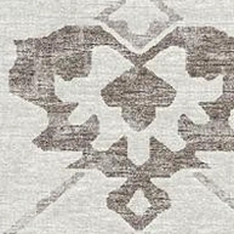 3' X 5' Taupe And Ivory Floral Medallion Washable Area Rug With UV Protection