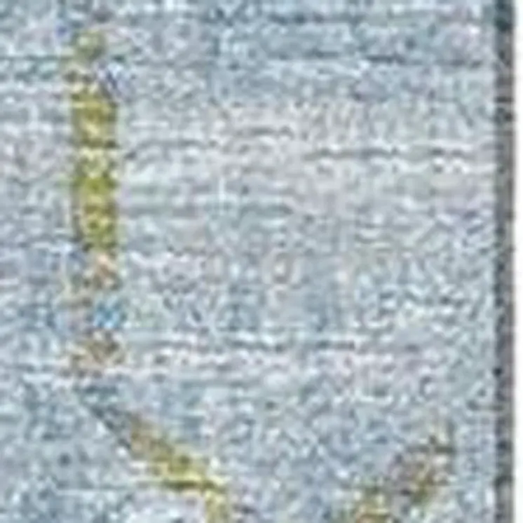 8' X 10' Blue And Olive Green Floral Medallion Washable Area Rug With UV Protection
