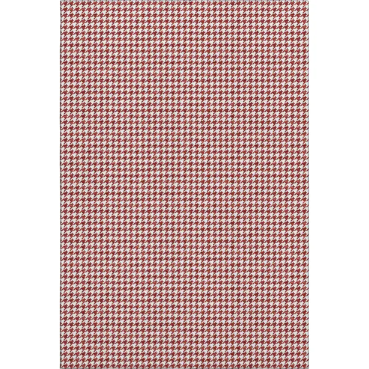 3' X 5' Red And White Houndstooth Washable Area Rug With UV Protection