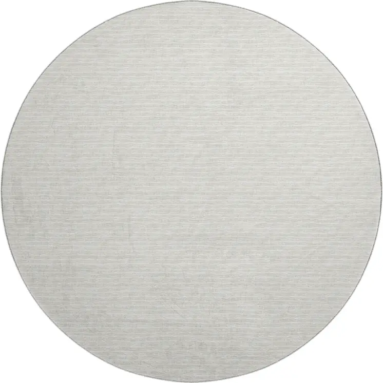 8' Linen And Ivory Striped Washable Round Rug With UV Protection