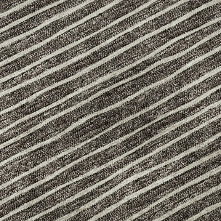 9' X 12' Chocolate And Ivory Striped Washable Area Rug With UV Protection