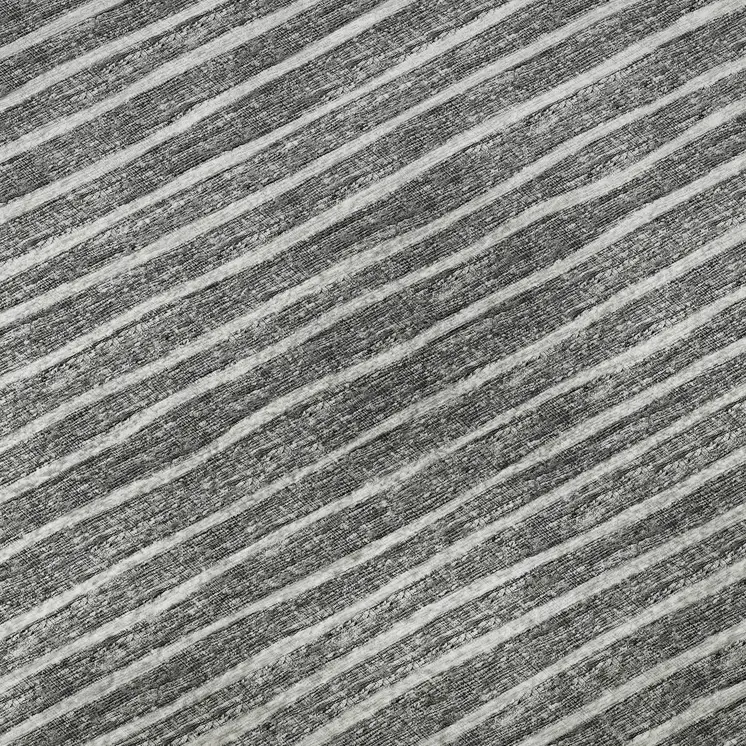 10' X 14' Gray And Ivory Striped Washable Area Rug With UV Protection