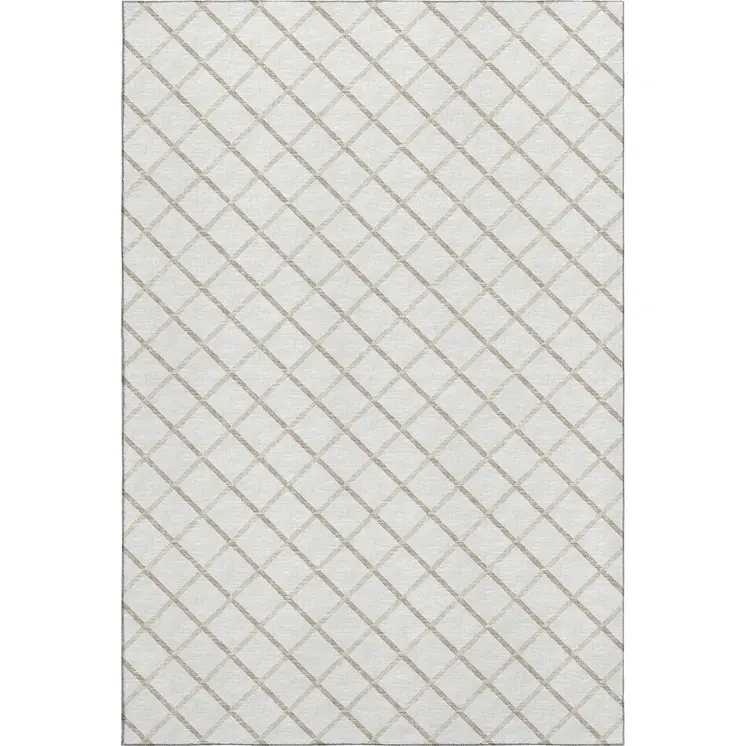8' X 10' Ivory And Taupe Geometric Washable Area Rug With UV Protection