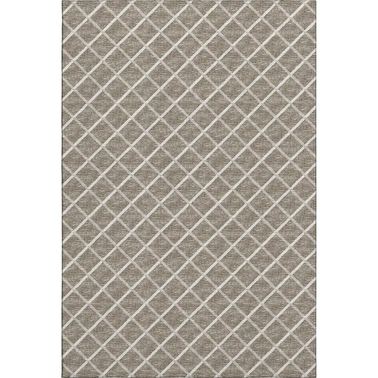 8' X 10' Taupe And Ivory Geometric Washable Area Rug With UV Protection