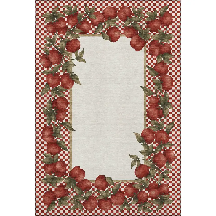 9' X 12' Red And Ivory Geometric Washable Area Rug With UV Protection