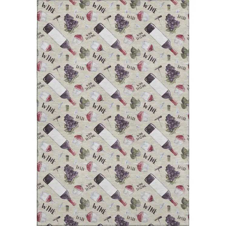 10' X 14' Ivory Purple And Green Geometric Washable Area Rug With UV Protection