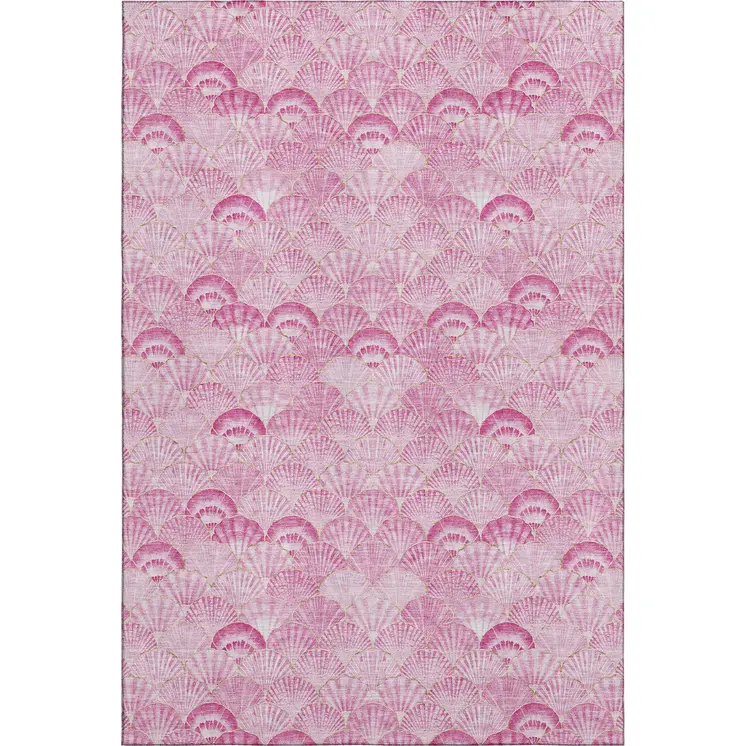10' X 14' Pink And Ivory Geometric Washable Area Rug With UV Protection