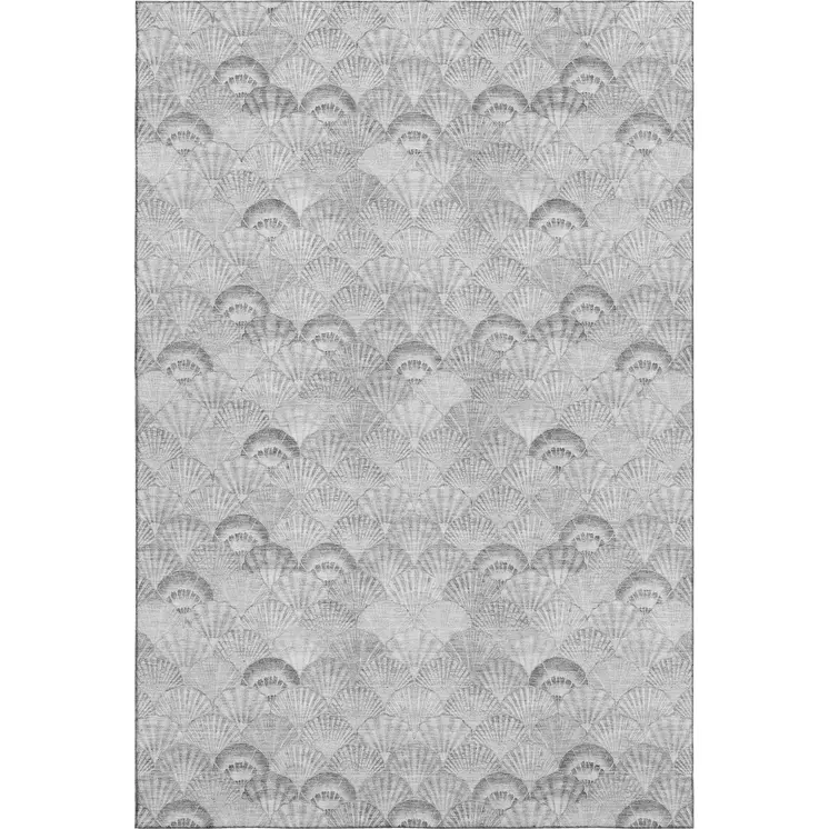 5' X 8' Gray And Ivory Geometric Washable Area Rug With UV Protection