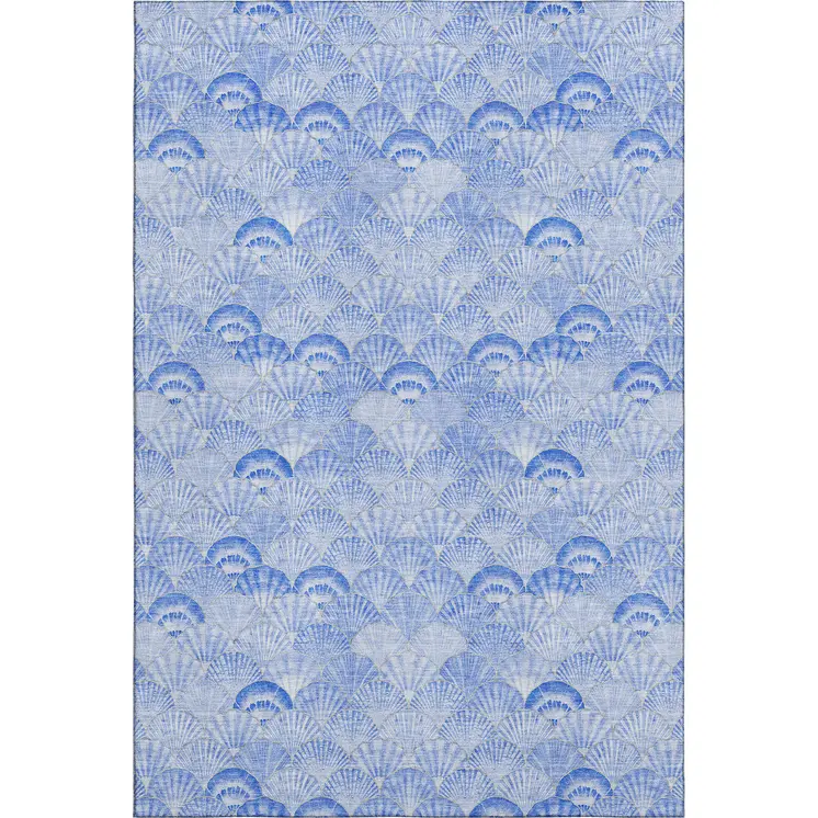 8' X 10' Blue And Ivory Geometric Washable Area Rug With UV Protection