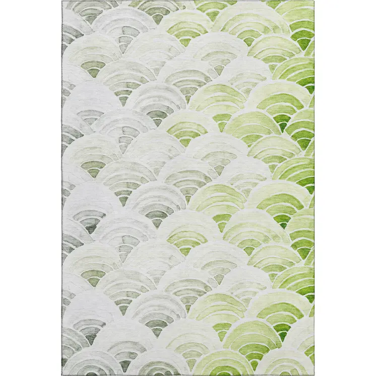 10' X 14' Green Ivory And Gray Geometric Washable Area Rug With UV Protection