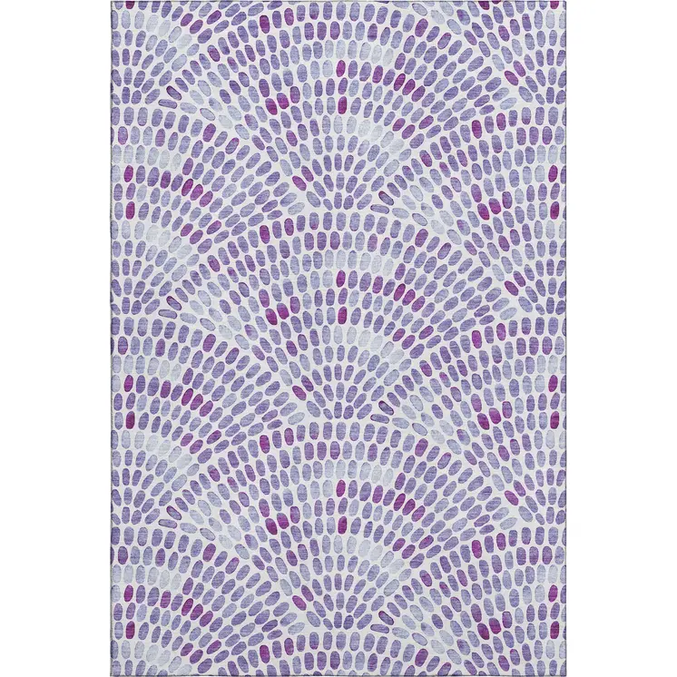 10' X 14' Purple And Ivory Geometric Washable Area Rug With UV Protection