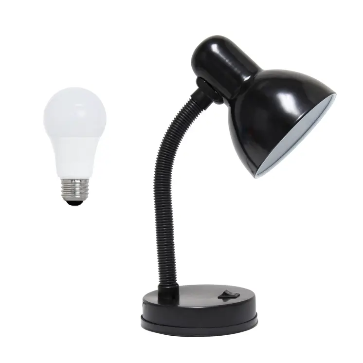 14" Black Metal Swing Arm Table Lamp LED