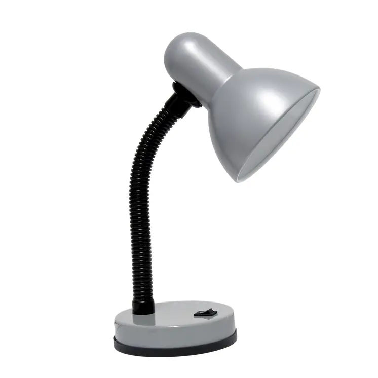 14" Silver Metal Swing Arm Table Lamp