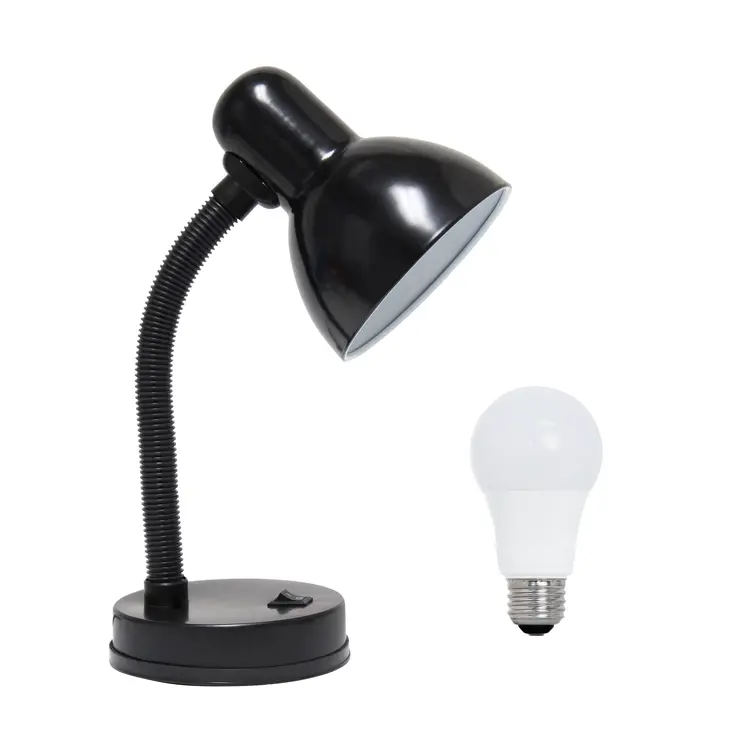 14" Black Metal Swing Arm Table Lamp LED