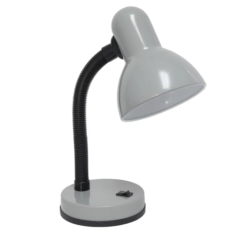 14" Silver Metal Swing Arm Table Lamp