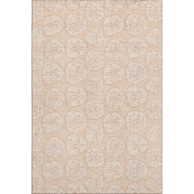 3' X 5' Apricot And Ivory Geometric Washable Area Rug With UV Protection